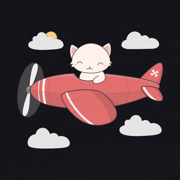 Kawaii Cute Flying Pilot Cat by wordsberry